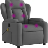 vidaXL Sillón de masaje y relajación, tapizado en tela, color gris oscuro