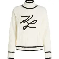 Karl Lagerfeld White Soutache Autograph Knit Talla: L | Sudaderas con Capucha Outlet | Mujer | Blanco