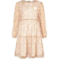 Happy girls Vestido beige / chocolate / naranja / blanco