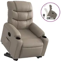 vidaXL Sillón reclinable Relax de con ayuda para levantarse, color cappuccino, tapizado en cuero sintético