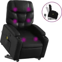 vidaXL Sillón de masaje con ayuda para levantarse, color negro, tapizado en cuero sintético, marca