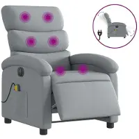 vidaXL Silla de masaje eléctrica, color gris claro, tapizada en tela