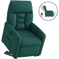 vidaXL Sillón reclinable eléctrico con ayuda para levantarse, color verde oscuro, tapizado en tela