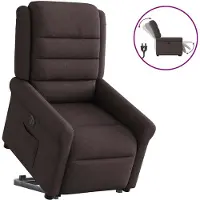vidaXL Sillón reclinable eléctrico para facilitar el levantamiento, color marrón oscuro, tapizado en tela