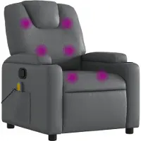 vidaXL Sillón de masaje, sillón reclinable, color gris, tapizado en cuero sintético