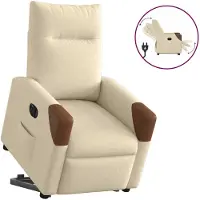 vidaXL Sillón reclinable eléctrico con ayuda para levantarse, color crema, tapizado en tela
