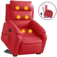 vidaXL Sillón de masaje con ayuda para levantarse, color rojo, tapizado en cuero sintético, marca