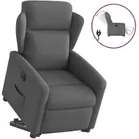 vidaXL Sillón reclinable eléctrico con ayuda para levantarse, color gris oscuro, tapizado en tela