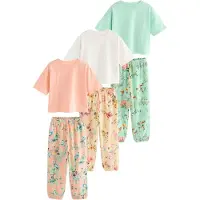 Next Pijama verde claro / naranja / offwhite