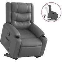 vidaXL Sillón reclinable Relax de , con ayuda para levantarse, color gris, tapizado en cuero sintético