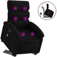 vidaXL Sillón de masaje con ayuda para levantarse, color negro, tapizado en tela