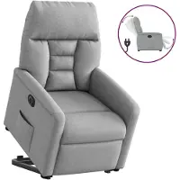 vidaXL Sillón reclinable eléctrico con ayuda para levantarse, color gris claro, tapizado en tela