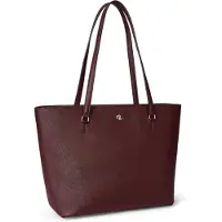 Ralph Lauren para mujer. 431924351026 Bolso tote Karly mediano de piel cruzada granate (OSFA), Casual, Clásico, o