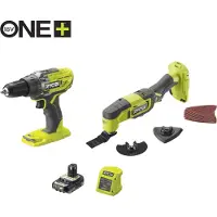 Ryobi Kit de herramientas inalámbricas R18CK2G-1C20G, 18V ONE+, batería de 2Ah, 1 batería, cargador rápido de 1,5A