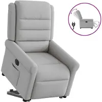 vidaXL Sillón reclinable eléctrico con ayuda para levantarse, color gris nube, tapizado en tela