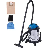 Scheppach Aspiradora de líquidos y secos VC20 - 1300W | Longitud del tubo: 2 metros | Cable de conexión: 4 metros | Depósito de acero inoxidable de 20 litros