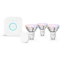 Philips Hue White & Color Ambiance Starter Kit Essential: 3 Bombillas Inteligentes Gu10 (345 Lm) + Botón Inteligente