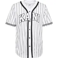 Karl kani Camiseta De Manga Corta Con Cuello Pico Serif Pinstripe Baseball