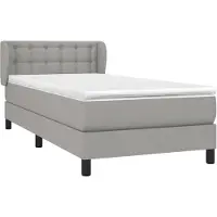 Syfax Cama box spring con colchón tela gris claro 100x200 cm