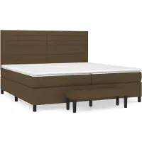 Syfax Cama box spring con colchón tela marrón oscuro 200x200 cm