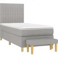 Syfax Cama box spring con colchón tela gris claro 90x200 cm