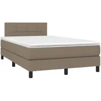 Syfax Cama box spring con colchón tela gris taupe 120x200 cm