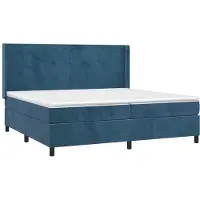 Syfax Cama box spring con colchón terciopelo azul oscuro 200x200 cm