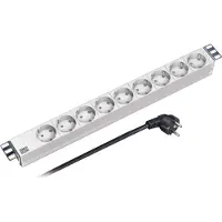 Bachmann , regleta de enchufes de 19 pulgadas, de 9 enchufes, sin interruptor, color plateado