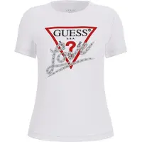 Guess Marciano GUESS Ss Cn Pearls Love Tr Pure White Talla: S | Camisetas de Seda Outlet | Mujer | Blanco