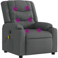 vidaXL Sillón de masaje y relajación, tapizado en tela, color gris oscuro