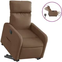 vidaXL Sillón reclinable eléctrico marrón con ayuda para levantarse, tapizado en tela