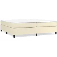 Syfax Cama box spring con colchón cuero sintético crema 200x200 cm