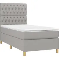 Syfax Cama box spring con colchón tela gris claro 100x200 cm
