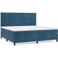 Syfax Cama box spring con colchón terciopelo azul oscuro 200x200 cm