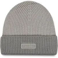 Calvin Klein Patch Wool Chunky Rib Quiet Gray/chiseled Stone Talla: OS | Sombreros Outlet | Hombre | Gris
