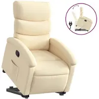 vidaXL Sillón reclinable Relax de , con ayuda para levantarse, color crema, tapizado en tela