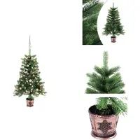 vidaXL Árbol de Navidad artificial con luces y adornos, 90 cm, color verde - Árboles de Navidad