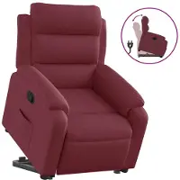 vidaXL Sillón reclinable Relax de , con ayuda para levantarse, color burdeos, tapizado en tela