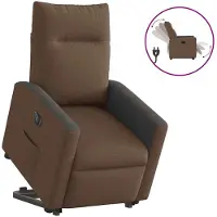vidaXL Sillón reclinable eléctrico marrón con ayuda para levantarse, tapizado en tela