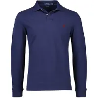 Ralph Lauren para hombre. 710680790046 Polo de piqué Custom Slim Fit marino (XL), Casual, Algodón, Manga larga, outle