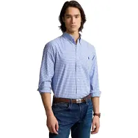 Ralph Lauren para hombre. 710928255004 Camisa de popelina elástica Custom Fit azul (L), Casual, Algodón, Clásico, Manga larga, Polo Ral