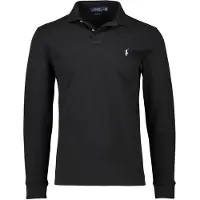 Ralph Lauren para hombre. 710680790045 Polo de piqué Custom Slim Fit negro (S), Casual, Algodón, Manga larga, outlet