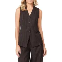 Scotch & Soda Long Line Vest Brown Pinstripe Talla: XL | Chaquetas Outlet | Mujer | Marrón