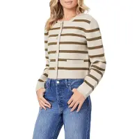 Scotch & Soda Sweater Oatmeal Heather/ Military Olive Stripe Talla: XS | Cárdigan Outlet | Mujer | Verde