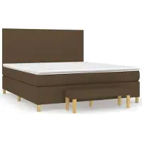 Syfax Cama box spring con colchón tela marrón oscuro 160x200 cm