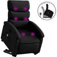 vidaXL Sillón de masaje con ayuda para levantarse, color negro, tapizado en cuero sintético, marca