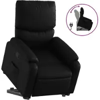 vidaXL Sillón reclinable Relax de con ayuda para levantarse, color negro, tapizado en cuero sintético