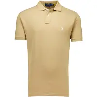 Ralph Lauren para hombre. 710680784332 El icónico polo de piqué marrón (M), Beige, Casual, Algodón, Manga corta, outl