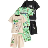 Next Pijama 'License Minecraft' beige / menta / negro / blanco