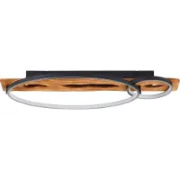 Brilliant Lámpara de techo LED , 70x30 cm, modelo Pirus, madera/metal, color negro/madera